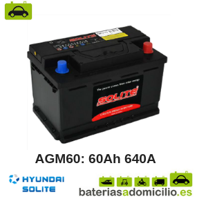 Pasteles el último Error Baterías a domicilio Batería de coche Hyundai AGM60. Instalación gratis