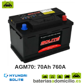 Batería Coche AGM 70Ah 760A EN +Dcha